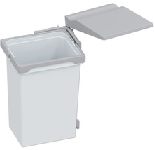 Weißer Treteimer mit grauem Deckel für den Innenbereich