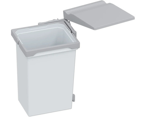 Weißer Treteimer mit grauem Deckel für den Innenbereich