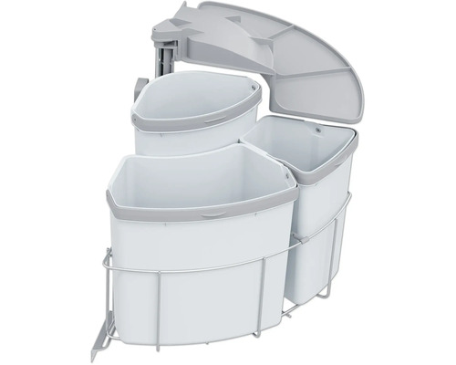 Abfallsammler Einbaumülleimer Wertstoffsammler Vauth-Sagel VS ENVI Center-3-39L 12 Liter 18 Liter 9 Liter silber grau Abfalltrennsystem mit mehreren Behältern zur Küchenmontage