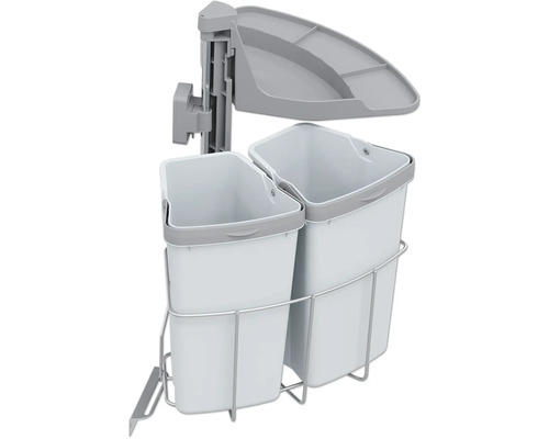 Abfallsammler Einbaumülleimer Wertstoffsammler Vauth-Sagel VS ENVI Center-2-18L 9 Liter silber grau Abfalltrennsystem mit zwei Behältern und Ablageschale