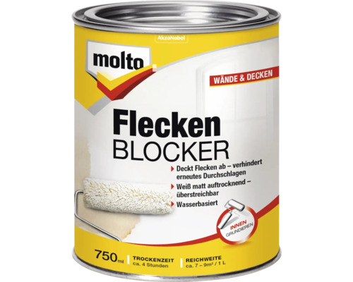 Molto Fleckenblocker weiß 750 ml Molto Fleckenblocker Farbe für Wände und Decken in einer 750 ml Dose