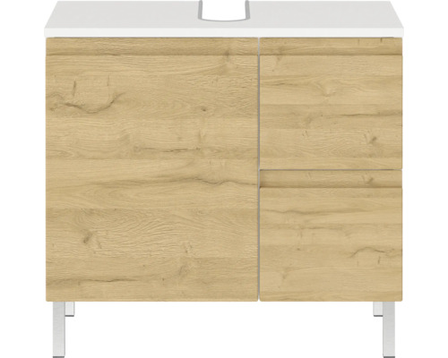 Waschbeckenunterschrank Germania GW-Torrance 60x56x34 cm ohne Waschbecken grandson-eiche/weiß Waschtischunterschrank mit zwei Türen, Schublade und Füßen