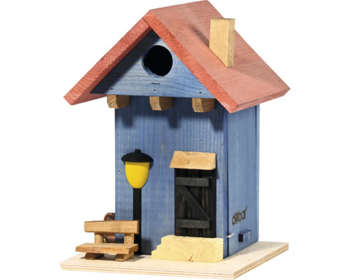 Dekoratives Vogelhaus mit Sitzbank und Laterne