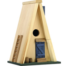 Vogelhaus im A-Rahmen-Design mit Leiter, Tür und Fass