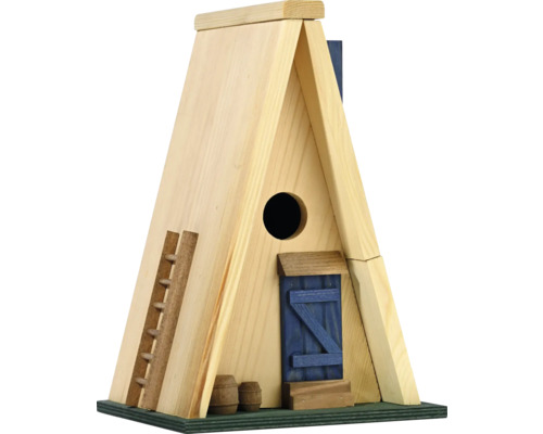 Vogelhaus im A-Rahmen-Design mit Leiter, Tür und Fass