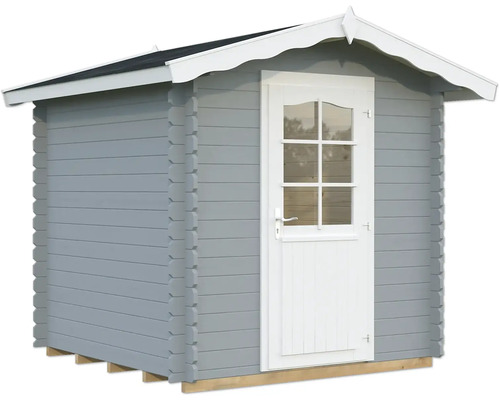 Gartenhaus Palmako Vivian 3,8 m² inkl. Fußboden 254 x 240 cm hellgrau-weiß Graues Gartenhaus mit Tür und Fenster