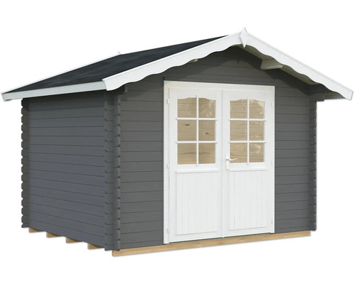 Gartenhaus Palmako Vivian 6,9 m² inkl. Fußboden 363 x 290 cm dunkelgrau-weiß Gartenhaus mit Doppeltür und Satteldach