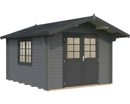 Gartenhaus Palmako Sally 10,2 m² inkl. Fußboden 362 x 440 cm dunkelgrau-anthrazit Holzgartenhaus mit Doppeltür und Fenster