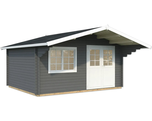 Gartenhaus Palmako Sally 15,5 m² inkl. Fußboden 515 x 530 cm dunkelgrau-weiß Gartenhaus mit Fenster und Doppeltür