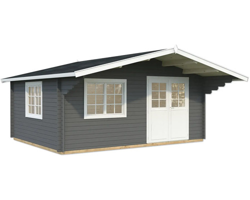 Gartenhaus Palmako Sally 19,1 m² inkl. Fußboden 577 x 560 cm dunkelgrau-weiß Gartenhaus mit Fenster und Doppeltür