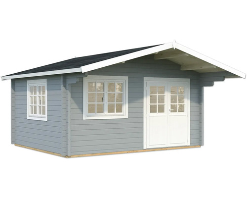 Gartenhaus Palmako Helena 15,1 m² inkl. Fußboden 514 x 524 cm hellgrau-weiß Holzgartenhaus mit Fenster und Doppeltür
