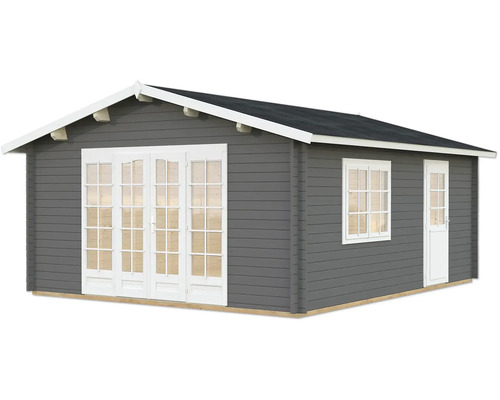 Gartenhaus Palmako Irene 23,9 m² inkl. Fußboden 514 x 598 cm dunkelgrau-weiß Gartenhaus aus Holz mit Fenster und Doppeltür