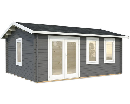 Gartenhaus Palmako Iris 19,1 m² inkl. Fußboden 574 x 448 cm dunkelgrau-weiß Gartenhaus mit Fenster und Doppeltür