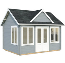Gartenhaus Palmako Claudia 11,5 m² inkl. Fußboden 444 x 354 cm hellgrau-weiß