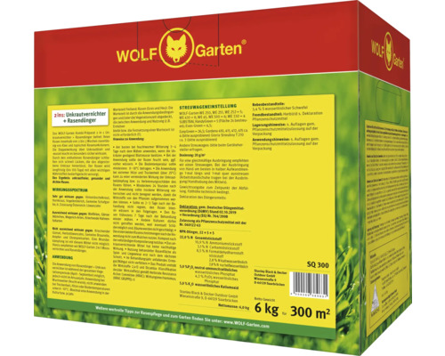 Wolf Garten 2-in-1 Unkrautvernichter und Rasendünger in einer 6 Kilogramm Verpackung für 300 Quadratmeter