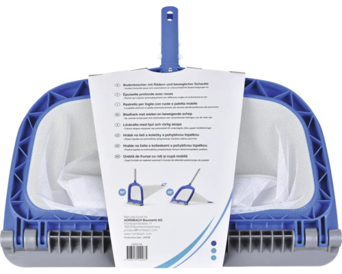 Blauer Poolkescher mit Rädern und Netz