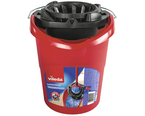 Roter Vileda Supermocio Torsion Power Eimer mit Auswringer