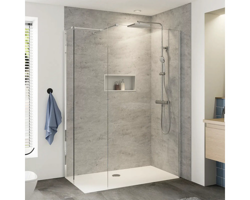 Raumdusche Breuer Panorama 1000x2000 mm Dekorglas Dual Plus chromoptik mit Seitenwand 500 mm 3457005070265