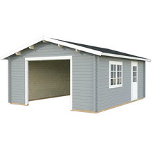 Holzgarage mit Fenster und Tür