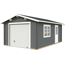 Holzgarage mit Rolltor, Fenster und Tür