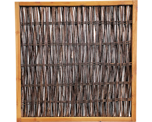 Geflochtener Weidenzaun mit Holzrahmen für den Garten