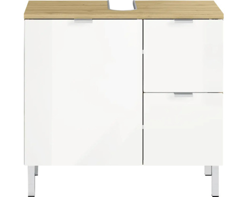 Waschbeckenunterschrank Germania Mauresa 60x56x34 cm ohne Waschbecken weiß/grandson eiche Waschbeckenunterschrank mit einer Tür, zwei Schubladen und Füßen