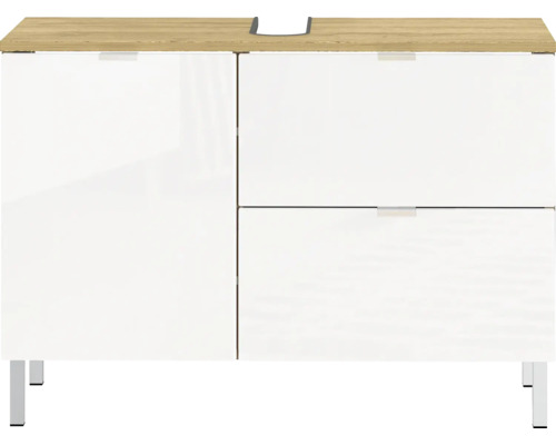 Waschbeckenunterschrank mit zwei Türen und Schublade, Holzplatte