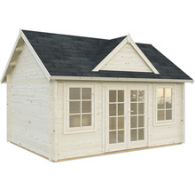 Holzgartenhaus mit Fenstern und Doppeltür
