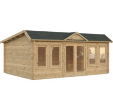 Holzgartenhaus mit Fenstern und Doppeltür