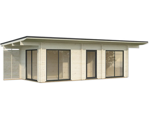 Holzgartenhaus mit Fenstern und Tür