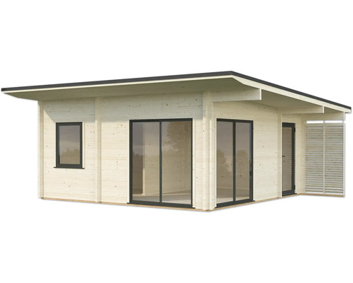 Modernes Gartenhaus mit Flachdach, Fenster und Schiebetüren