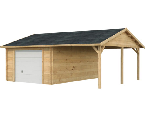 Holzgarage mit angrenzendem Carport