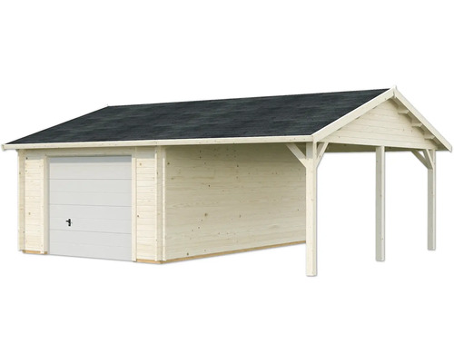 Holzgarage mit Carport und Flachdach