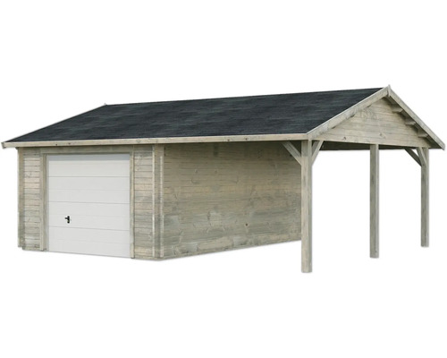 Garage mit Carport aus Holz