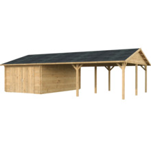 Holzgartenhaus mit Carport Anbau