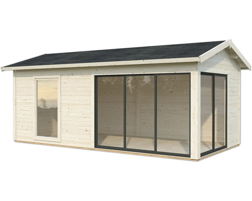 Holzgartenhaus mit Fenster und Schiebetüren