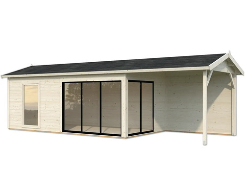 Holzgartenhaus mit Fenster und Schiebetür