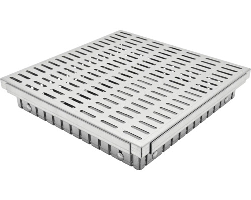 Revisionskasten inkl. Abdeckblech 300 x 300 mm höhenverstellbar von 54 bis 69 mm Quadratischer Bodenablauf aus Edelstahl mit Schlitzmuster