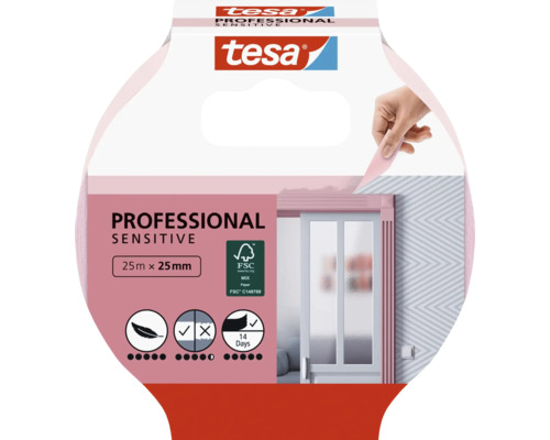 Tesa Professional Sensitive Klebeband, 25 Meter mal 25 Millimeter