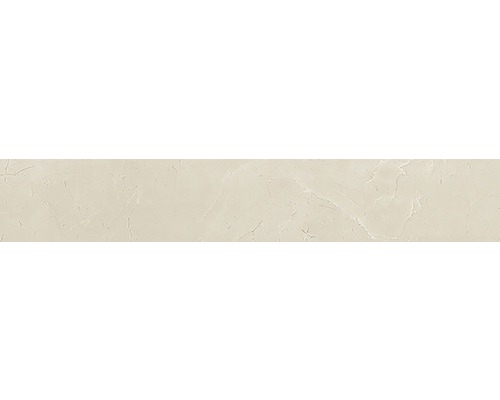 Feinsteinzeug Sockelfliese Living Cream Pulido 10x60 cm Helle, matte Bodenfliese mit Marmoroptik.