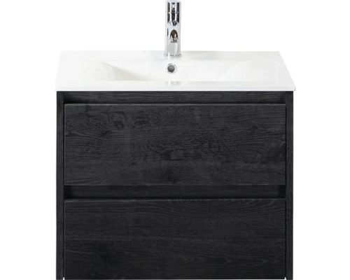 Waschtischunterschrank mit zwei Schubladen, Aufsatzwaschbecken und Armatur