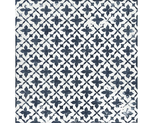 Feinsteinzeug Dekorfliese Block Flower azul 20x20 cm blau matt Fliese mit floralem Muster