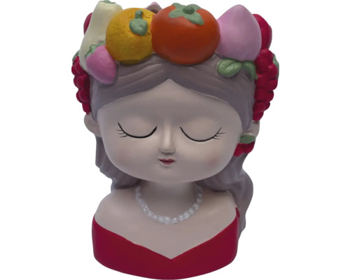 Blumentopf Mädchen mit Fruchtkopfschmuck