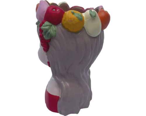 Blumentopf in Form eines Frauenkopfes mit Fruchtdekor