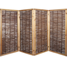 Vierschirm-Raumteiler mit Holzrahmen und Rattan
