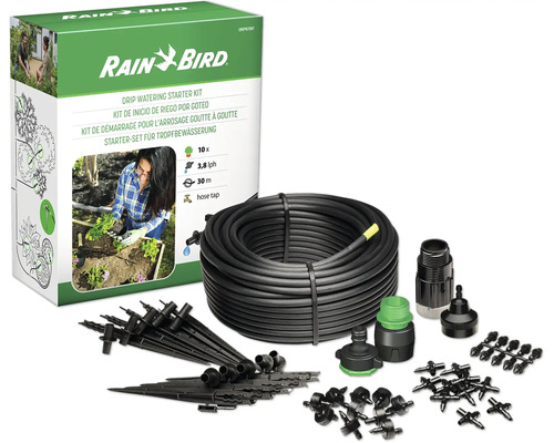 Tropfbewässerungsset RainBird Beet Rain Bird Logo, Tropfbewässerungs-Starter-Set mit Schlauch, Bewässerungsspikes und Zubehör