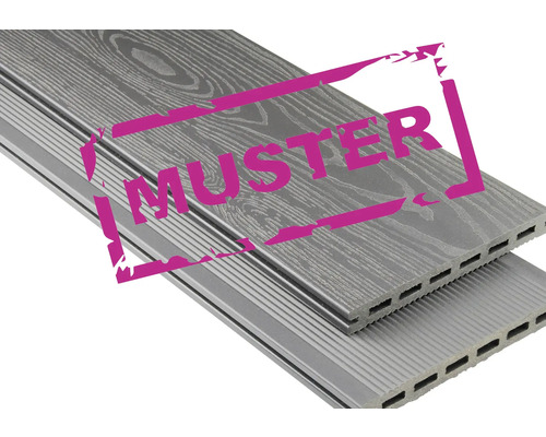 Handmuster Extenso Hohlkammerprofil dunkelgrau strukturiert mattiert 20x190 mm