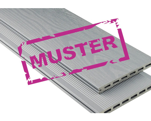 Handmuster Extenso Hohlkammerprofil hellgrau strukturiert mattiert 20x190x300 mm