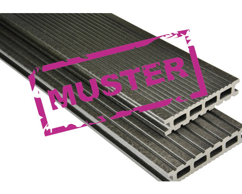 Handmuster Futura Hohlkammerprofil graubraun mattiert 26x145x300 mm