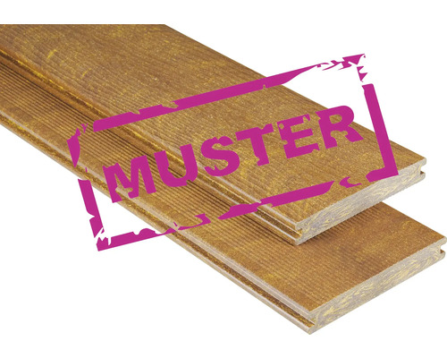 Zwei Muster von Terrassendielen aus Holz